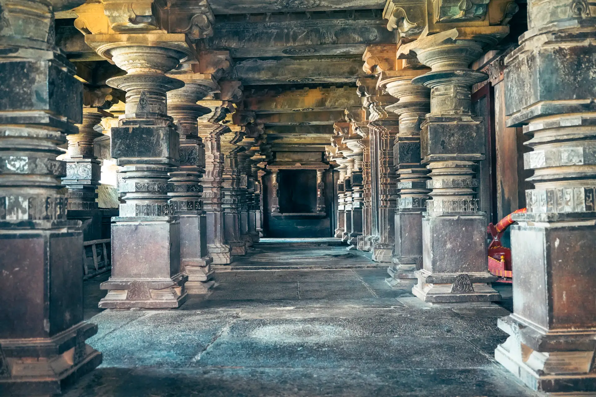 Carved stonework at the Degaon temple